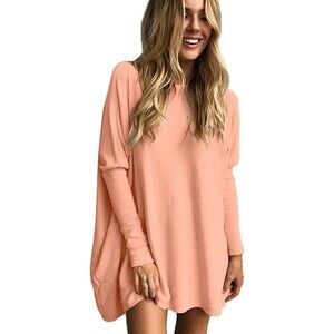Oversized Burnt Orange Long Sleeve Fall Tunic Top Sz L